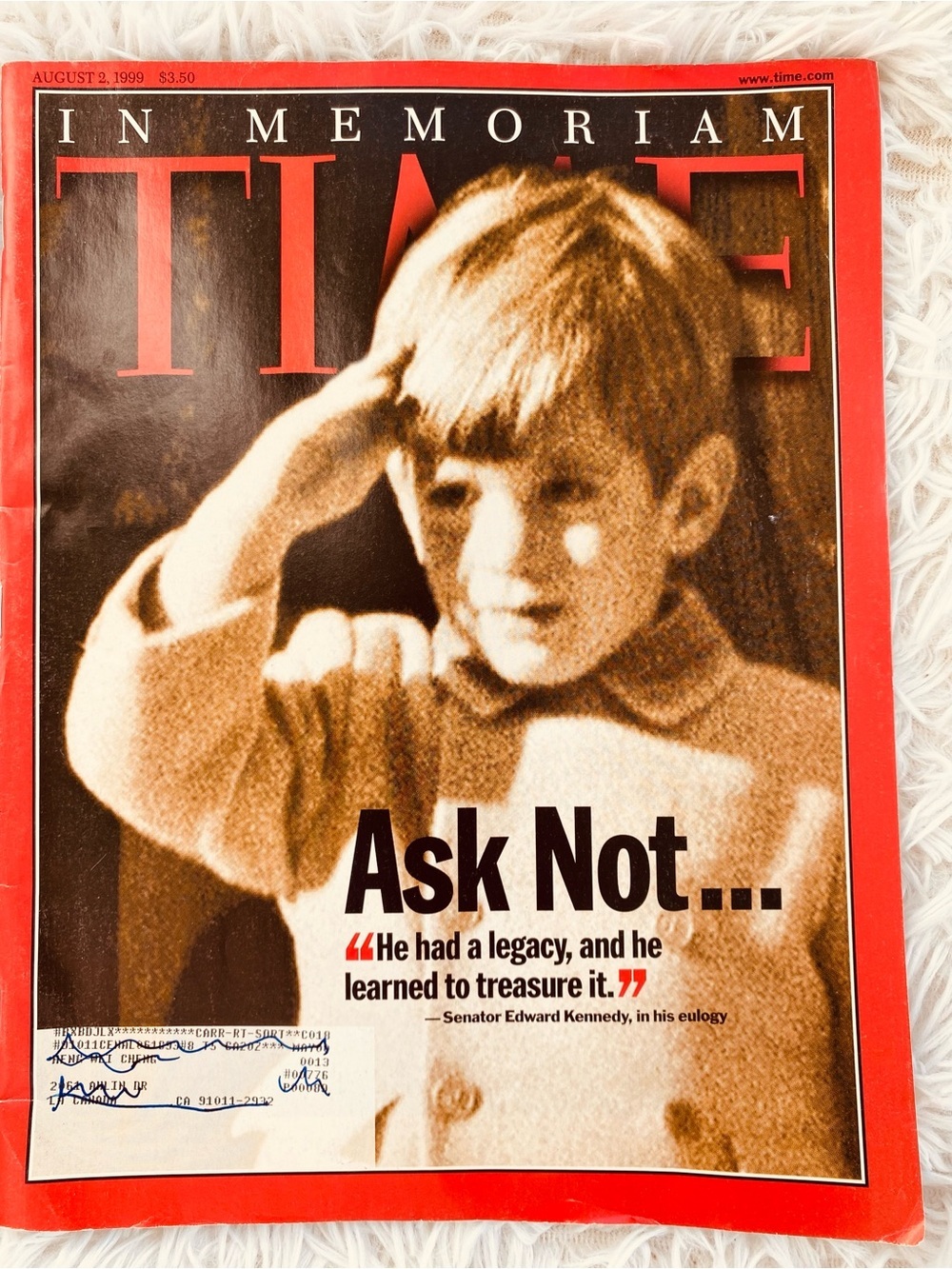1999 JFK JR Time Magazine Memorial Issue John F Kennedy Jr Funeral August 2 1999